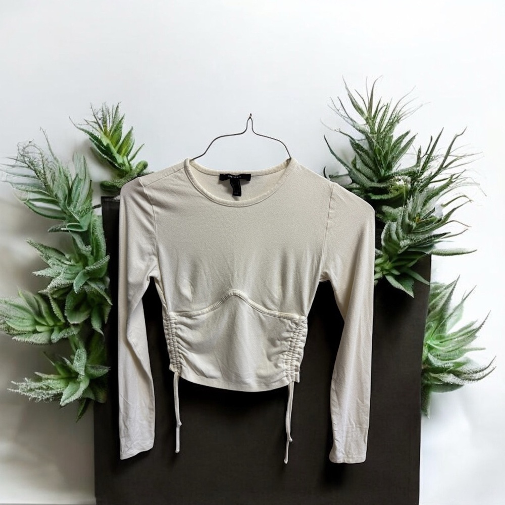 Forever 21 Cream Long Sleeve Top